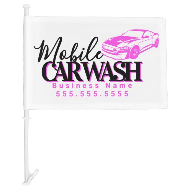 Mobile Car Wash Detail Business QR Code Flag (Front)