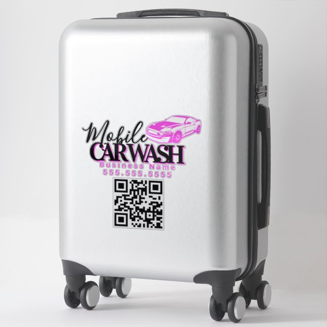 Mobile Car Wash Detail Business QR Code Sticker (Suitcase)