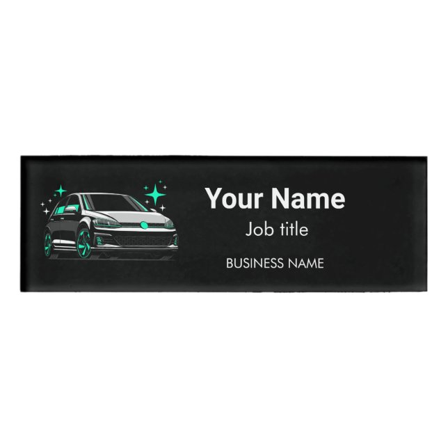 Mobile Car Wash & Detailing Custom Name Tag (Front)