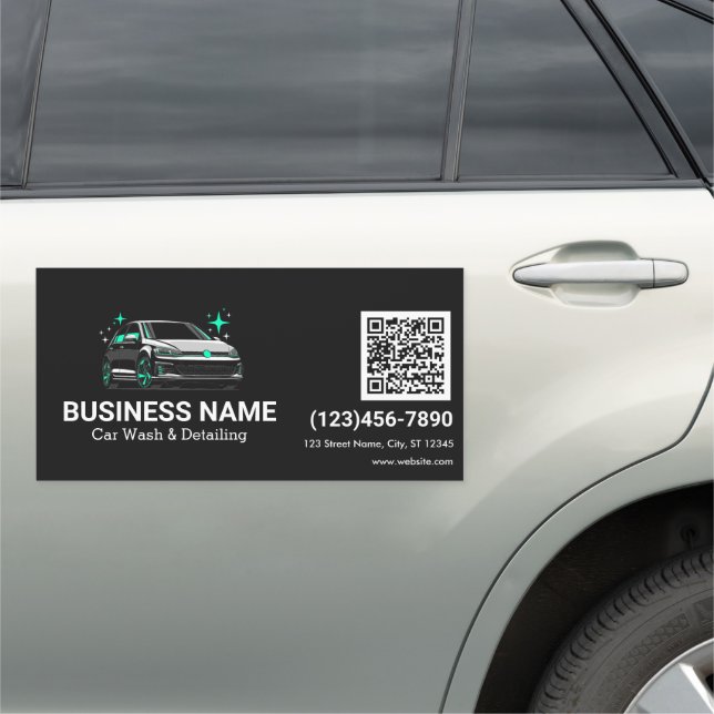 Mobile Car Wash & Detailing Custom QR code Magnet (In Situ)