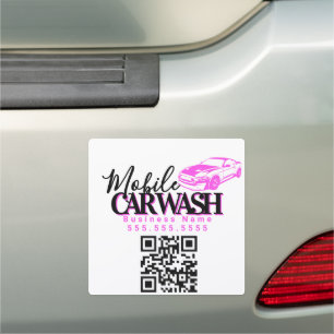 Mobile Car Wash Detailing Logo QR Code Magnet