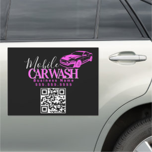 Mobile Car Wash Detailing Logo QR Code Magnet