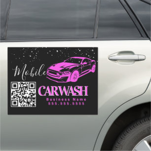 Mobile Car Wash Detailing Logo QR Code Magnet