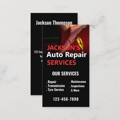 Mobile Car Wash Detailing Pressure Auto Repair Business Card