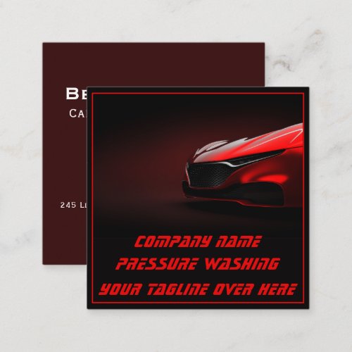 Mobile Car Wash Detailing Pressure Washing Black Square Business Card
