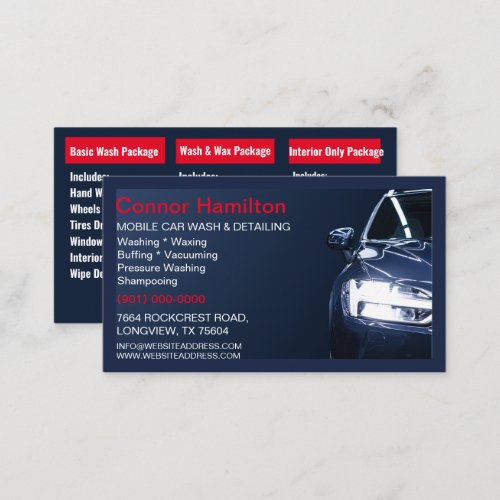 Mobile Car Wash Detailing Pressure Washing Blue Business Card