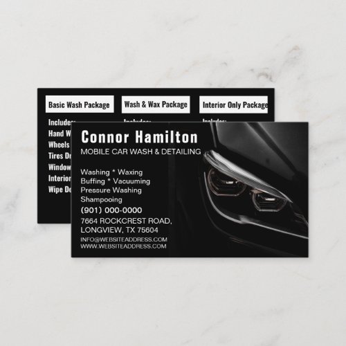 Mobile Car Wash Detailing Pressure Washing   Business Card