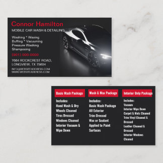 Mobile Car Wash Detailing Pressure Washing Business Card