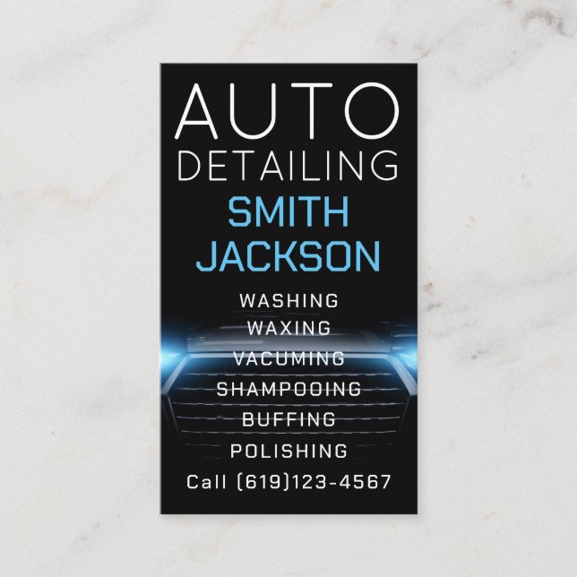 Mobile Car Wash Detailing Pressure Washing Business Card (Front)