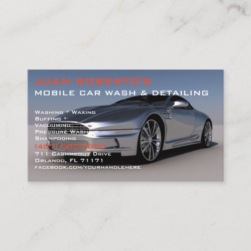 Mobile Car Wash Detailing Pressure Washing  Business Card