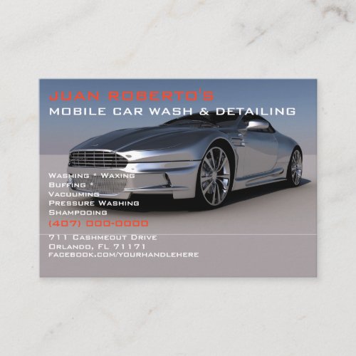 Mobile Car Wash Detailing Pressure Washing  Business Card