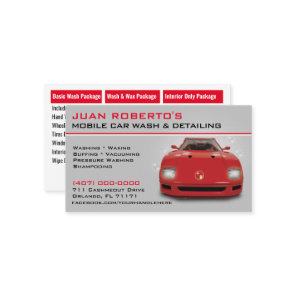 Mobile Car Wash Detailing Pressure Washing Business Card