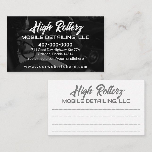 Mobile Car Wash Detailing Pressure Washing  Business Card (Front/Back)