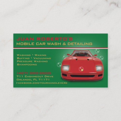 Mobile Car Wash Detailing Pressure Washing Business Card