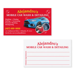 Mobile Car Wash & Detailing - Pressure Washing Tem Business Card