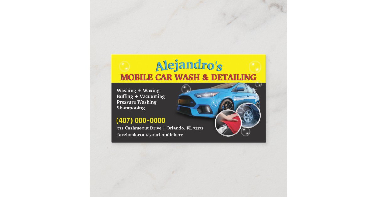 Mobile Car Wash & Detailing Pressure Washing Tem Business Card Zazzle