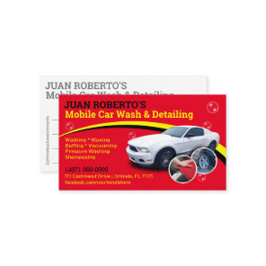 Mobile Car Wash & Detailing - Pressure Washing Tem Business Card
