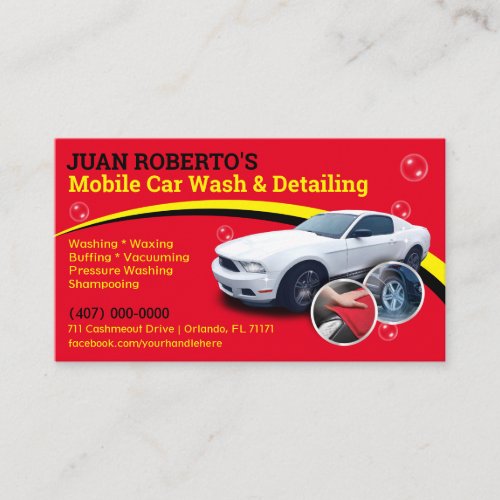 Mobile Car Wash  Detailing _ Pressure Washing Tem Business Card