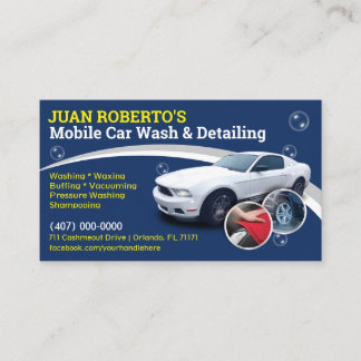 Mobile Car Wash & Detailing - Pressure Washing Tem Business Card