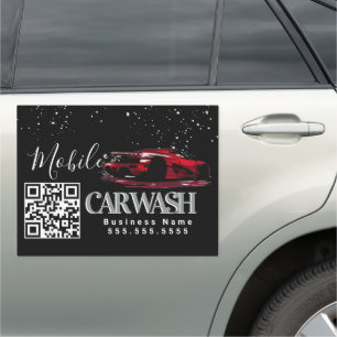 Mobile Car Wash Detailing Vehicle Logo QR Code B Car Magnet