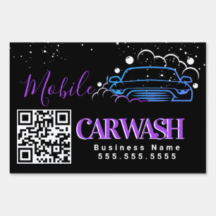 Mobile Car Wash Detailing Vehicle Logo QR Code D Sign