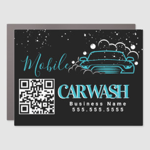 Mobile Car Wash Detailing Vehicle Logo QR Code E Magnet