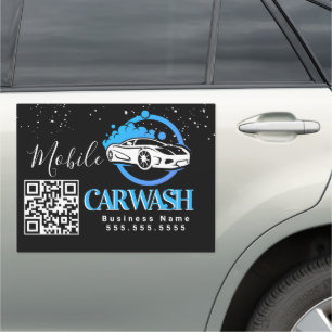 Mobile Car Wash Detailing Vehicle Logo QR Code E Magnet