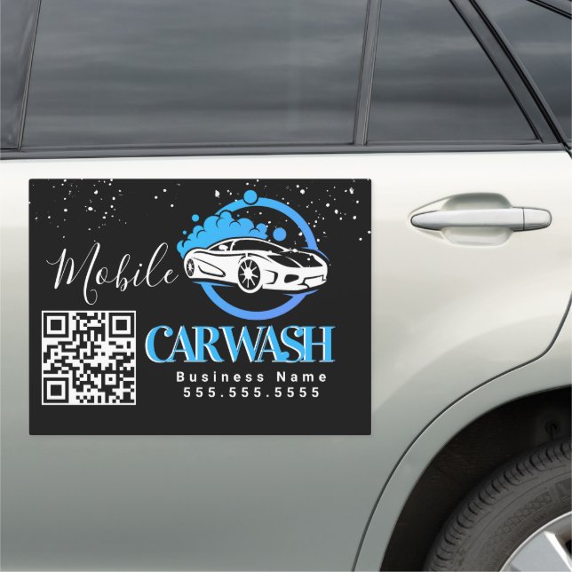 Mobile Car Wash Detailing Vehicle Logo QR Code E Magnet (In Situ)