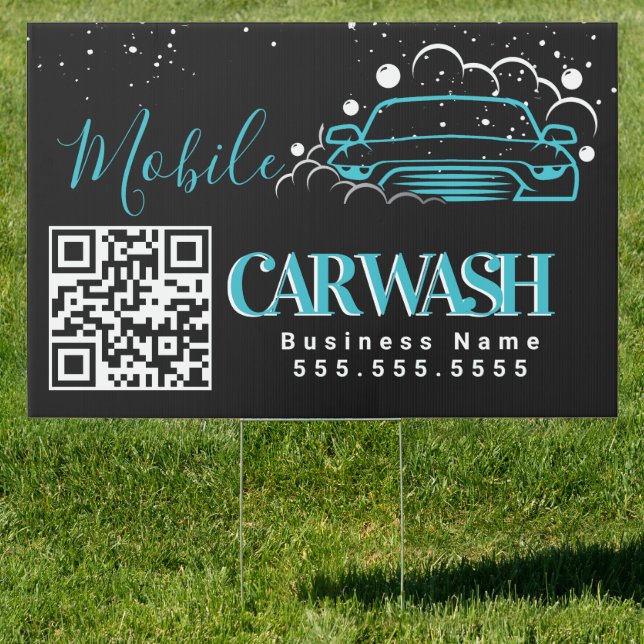 Mobile Car Wash Detailing Vehicle Logo QR Code E Sign (Insitu)