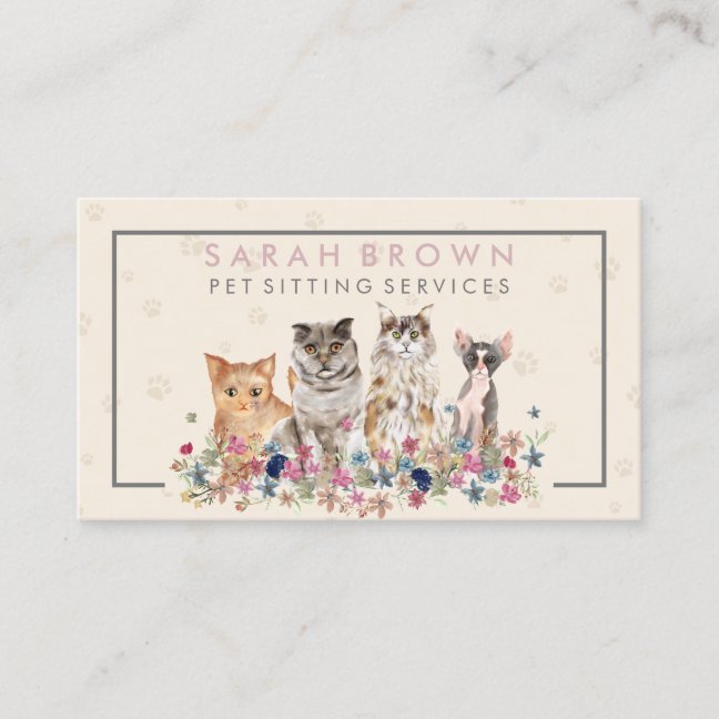 Mobile Cat Nail Trim Service Business Card