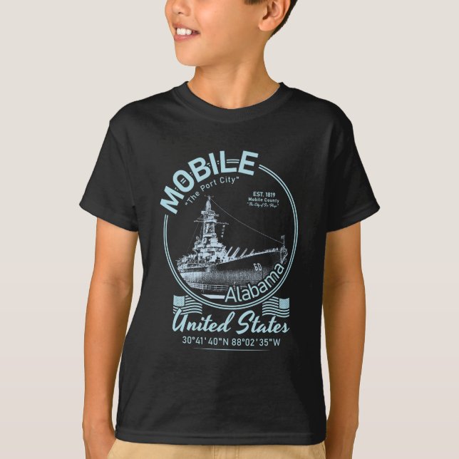 MOBILE CITY ALABAMA - USS ALABAMA BATTLESHIP T-Shirt (Front)