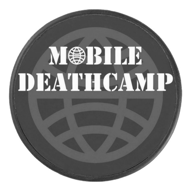 Mobile Deathcamp "Globe" hockey puck (Front)