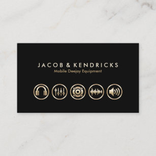 Mobile Deejay Equipment Gold Icons BusinessCard Business Card