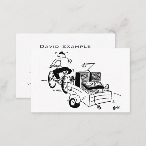 Mobile Disco with Fun Cartoon of DJ on a Bike Business Card