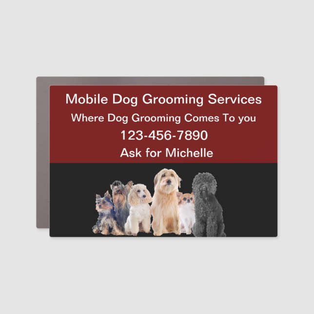 Mobile Dog Grooming Car Magnetic Signs (Front)