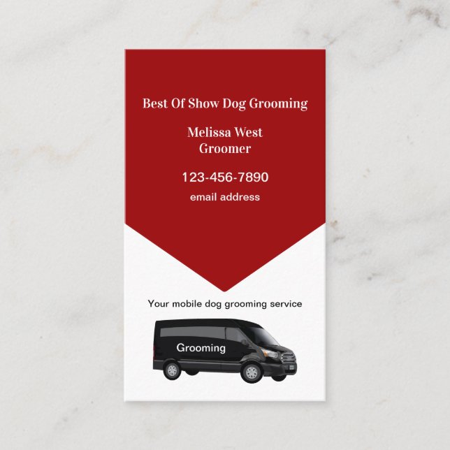 Mobile Dog Grooming Service Modern Business Card (Front)