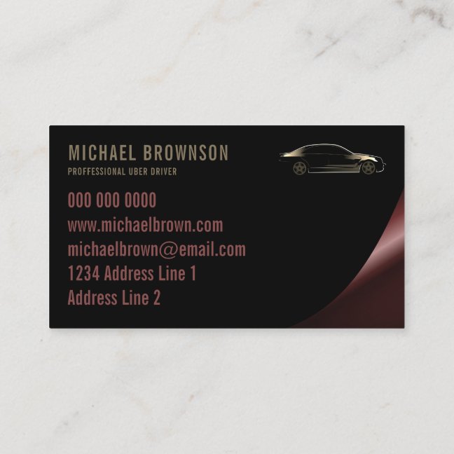 Mobile Driver Metallic Car Black gold Auto Business Card