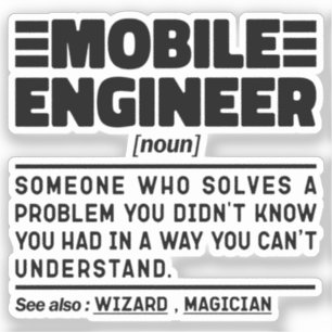Mobile Engineer Noun Troubleshooting Specialist Sticker