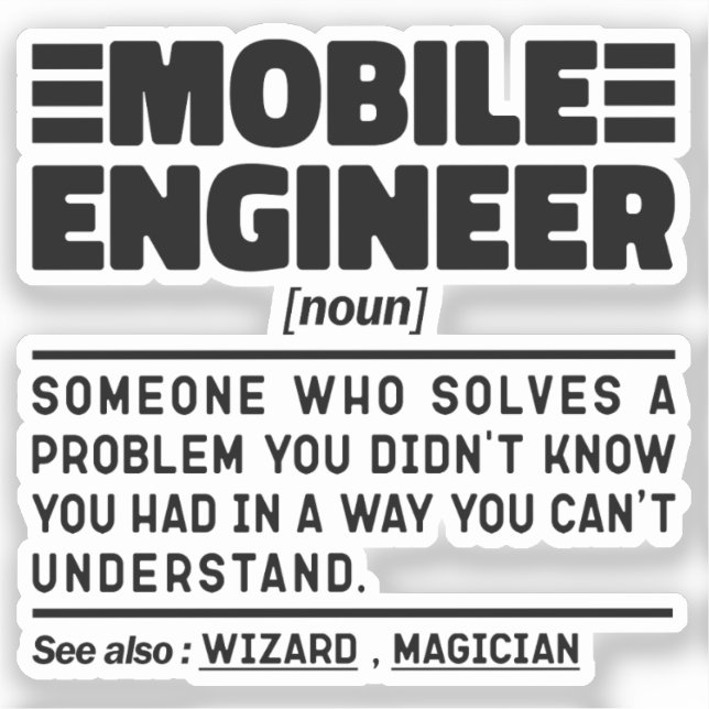 Mobile Engineer Noun Troubleshooting Specialist Sticker (Front)