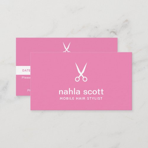 Mobile Hair Stylist Modern Dark Pink Scissors Appointment Card
