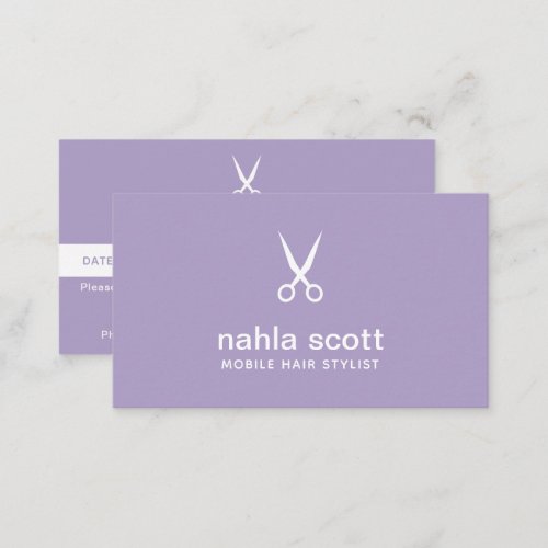 Mobile Hair Stylist Modern Purple Scissors Appointment Card