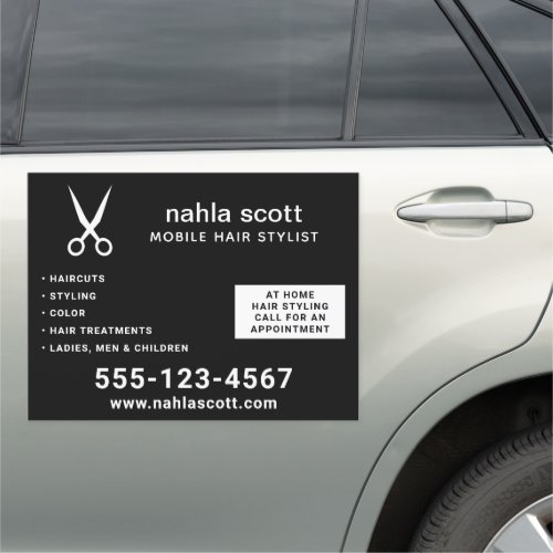 Mobile Hair Stylist Scissors Black 18x24 Car Magnet