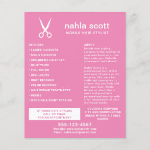 Mobile Hair Stylist Scissors Modern Dark Pink Flyer