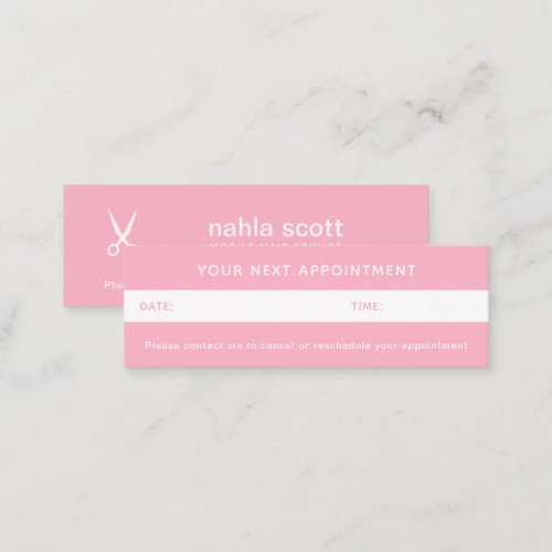 Mobile Hair Stylist Scissors Pink Appointment Mini Business Card
