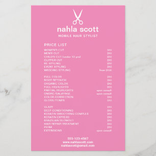 Mobile Hair Stylist Scissors Price List Dark Pink Flyer