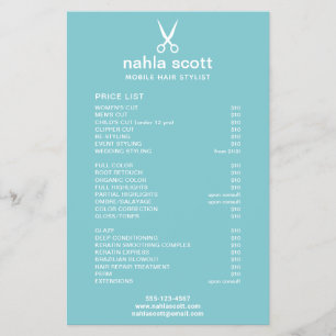 Mobile Hair Stylist Scissors Price List Teal Flyer