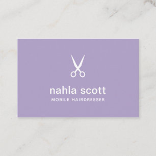Mobile Hairdresser Purple Scissors UK/Euro Business Card