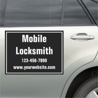Mobile Locksmith Black and White Business Phone Car Magnet