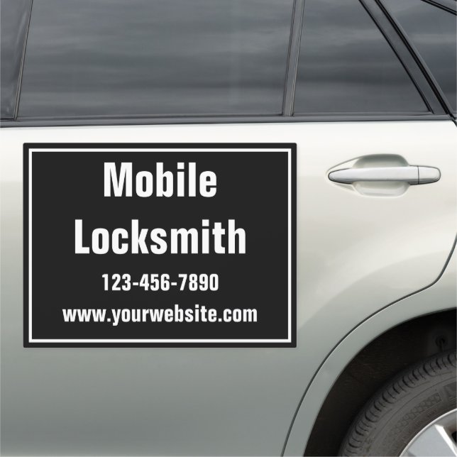 Mobile Locksmith Black and White Business Phone Car Magnet (In Situ)