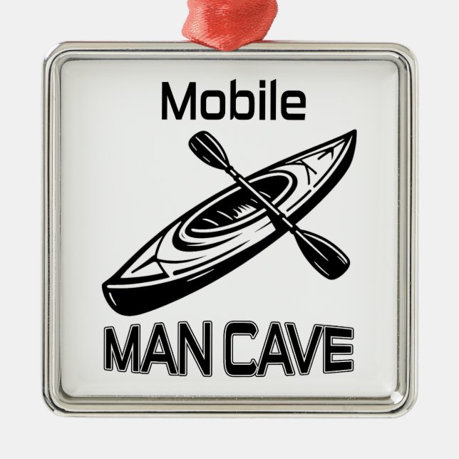 Mobile Man Cave Kayak Metal Ornament (Front)